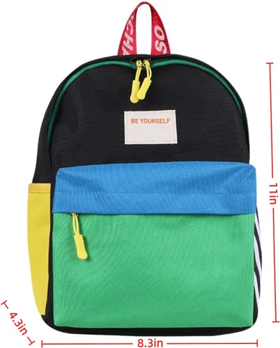Vista 6 de Mochila Kawaii de 11 pulgadas, bonita mochila estética para viajes, mini bolsa ligera de dibujos animados, Negro, mini