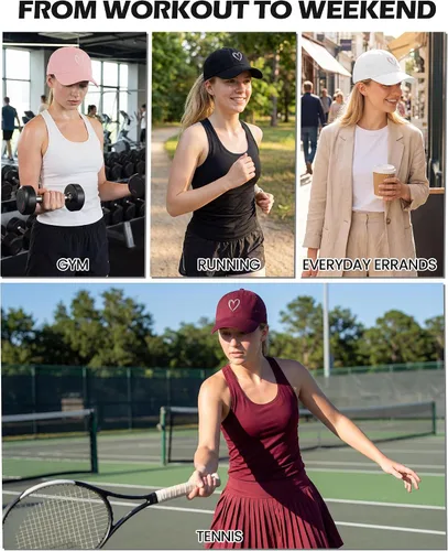 Vista 4 de American Trends Gorras de béisbol para mujer, lindo corazón bordado para Armada con corazón blanco