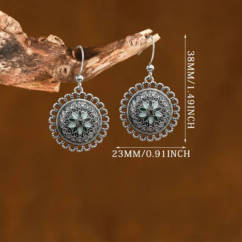 Vista 5 de Aretes de aro tribales de bronce bohemio hechos a mano con espiral delicados, elegantes, vintage, dorados, plateados, redondos, geométricos