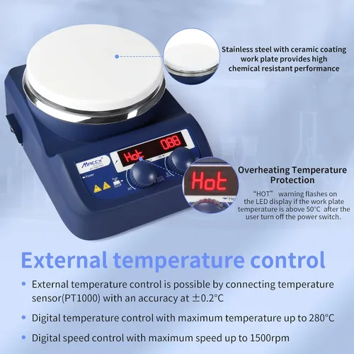 Vista 4 de Agitador magnético con soporte de soporte, máximo 536 ℉/280 ℃