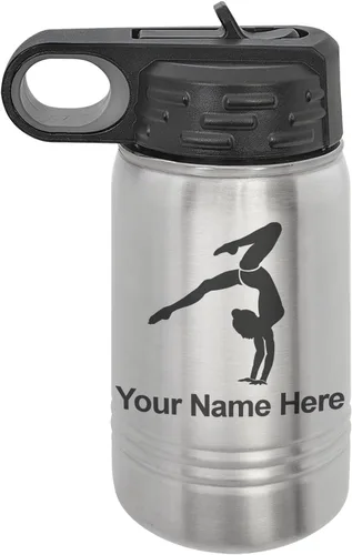 Vista 42 de LaserGram Botella de agua personalizada, soporte de mano de gimnasta, acero inoxidable de doble pared aislada al vacío con popote superior, regalo