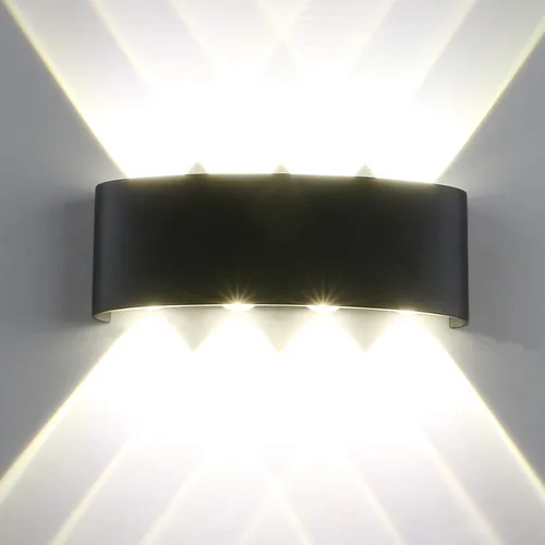 Vista 8 de Yosoan Moderna lámpara de pared LED IP65 impermeable con placa de respaldo, 8W 86V-265V blanco cálido 3000K aluminio interior exterior montaje