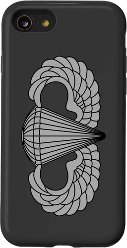 Vista 17 de Insignia básica de paracaidista para iPhone 14, alas de salto aerotransportadas, funda gris
