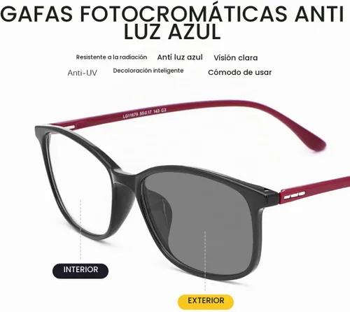 Vista 4 de MIRYEA Gafas de sol fotocrómicas antideslumbrantes fotocromáticas con bloqueo de luz azul para computadora 11679-negro - pata granate