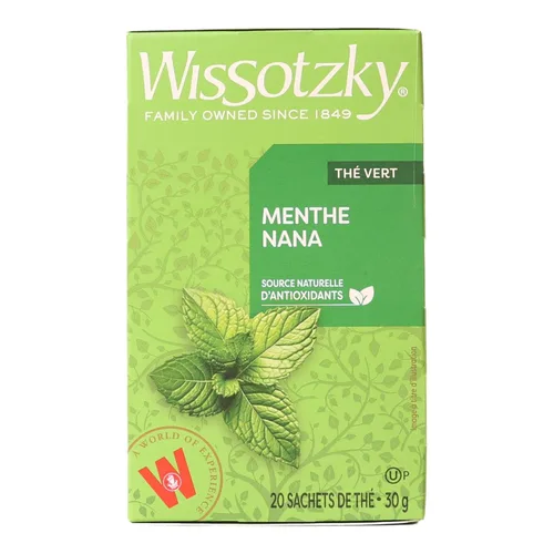 Vista 4 de Wissotzky Té verde menta Nana, 20 bolsas de té Rico en antioxidantes Bolsas de té de menta marroquí Té Nana revitalizante