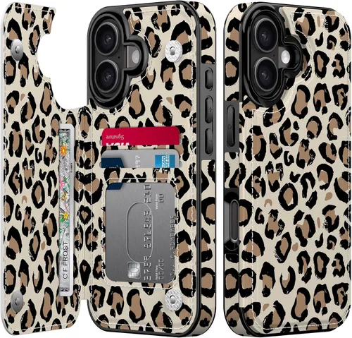 Vista 160 de LETO para iPhone 15 Pro Funda tipo cartera - Tapa tipo folio con patada - Diseños de moda - Tarjetero - Funda protectora para mujeres y niñas - 6.1