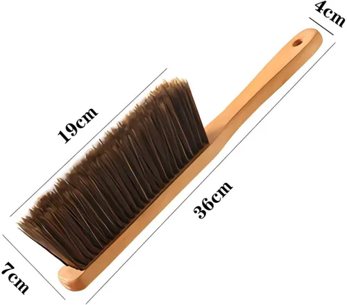 Vista 6 de Hand Broom with Horse Hair Brush and Wood Handle,Dust Brush, Counter Duster, Bench Dustpan for Furniture, Woodworking, Gardening Cleaning