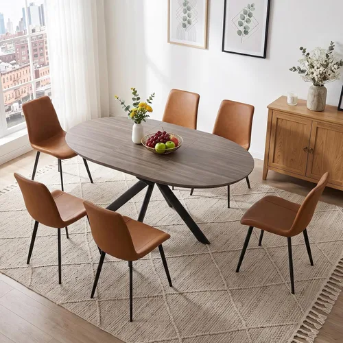 Vista 16 de HIPIHOM Juego de mesa de comedor redonda extensible de 43.2"-59.1", mesa de cocina para 4-6 personas con tablero de MDF engrosado resistente a Mesa
