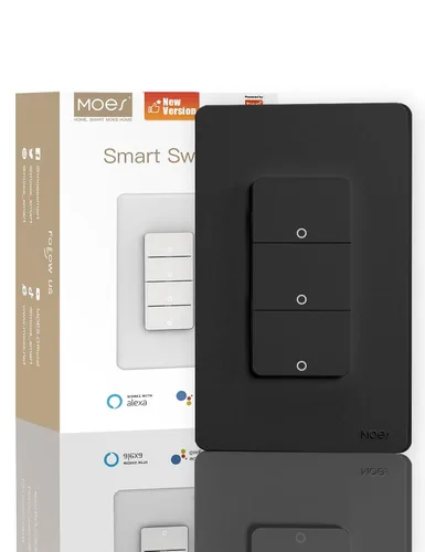 Vista 11 de MOES Interruptores de luz inteligente Wi-Fi de 2ª generación, requiere cable netural, interruptor inteligente de un solo polo, compatible con Alexa