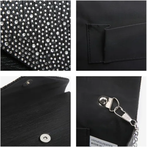 Vista 5 de Dasein Bolso de mano de satén esmerilado para mujer, bolso cruzado para fiesta, graduación, boda, sobre