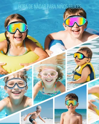 Vista 9 de Aegend Nuevo paquete de 2 gafas de natación de visión amplia para niños, gafas antivaho/anti-UV sin fugas con tapones para los oídos para niños de 3
