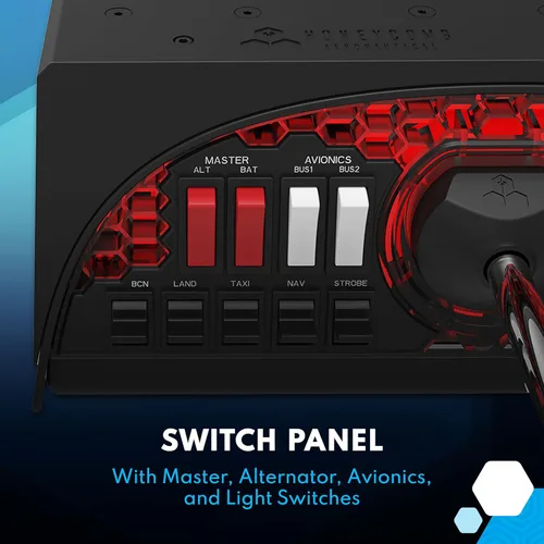 Vista 4 de Honeycomb Alpha Controles de Vuelo y Panel de Interruptores — Volante para Simulador de Vuelo con Rotación de 180°, Eje de Acero, Interruptor