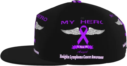 Vista 5 de My Hero is Now My Angel Hodgkin Lymphoma Cancer Awareness Baseball Cap Four-Sided Printing Flat Bill Brim Cool Hip Hop Trucker Hat Men Women