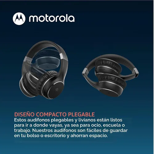 Vista 3 de Motorola Sound Moto XT220 Auriculares inalámbricos Bluetooth con micrófono, control en línea para llamadas, teléfonos plegables sobre la oreja Negro