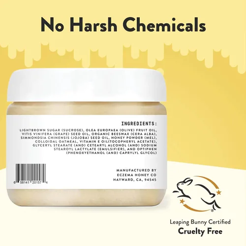 Vista 5 de ECZEMA HONEY Exfoliante facial y corporal de azúcar morena, exfoliante de baño para piel seca, exfoliante facial natural y suave que alivia