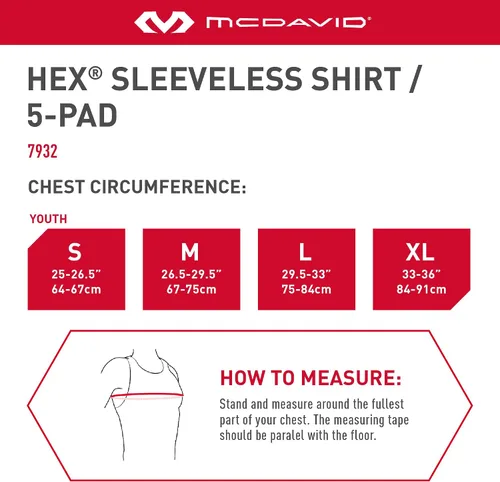 Vista 3 de McDavid Youth Sleeveless Padded Shirt, Compression 5-Pad Protective Tank, Football, Basketball, Baseball, Lacrosse