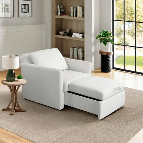 Vista 9 de Serta® Bondi silla convertible de 36" para dormir tamaño cuna, estilo granja moderna, comodidad Dream Coil®, protección contra puntos de presión Azul
