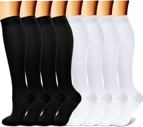 Vista 30 de CHARMKING Calcetines de compresión para mujeres y hombres para circulación (8 pares) 15-20 mmHg, mejor soporte para ciclismo atlético