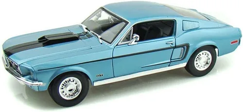 Vista 2 de Maisto 1:18 Escala Azul Metálico 1968 Ford Mustang GT Cobra Jet