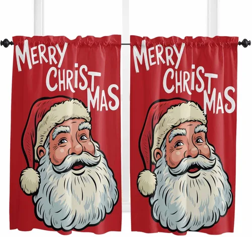 Vista 73 de Cenefas de Navidad de invierno para ventanas, cortinas de cocina con bolsillo para barra, cortinas con aislamiento térmico para ventana de baño