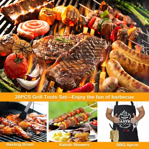 Vista 8 de MUJUZE - Accesorios para parrilla, regalos de barbacoa para hombres, juegos de parrilla para papá, accesorios de barbacoa con delantal para papá