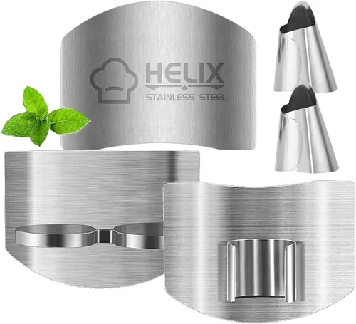 Vista 9 de 2 protectores de dedos para ayuda de corte, herramienta de cocina, protector de cuchillo de acero inoxidable, ajustable para proteger los dedos
