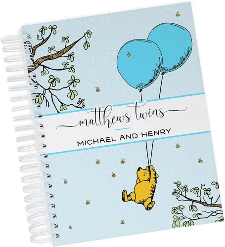 Vista 26 de Personalized Twin Baby Memory Book - Hardcover First Year Album Customized with Babies’ Names - Prompted Baby Journal (Blue Mountains)