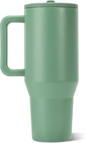 Vista 2 de HydroJug Traveler - Botella de agua de 40 onzas con asa y pajita abatible - Cabe en portavasos, vaso resistente a fugas - Reutilizable, aislado
