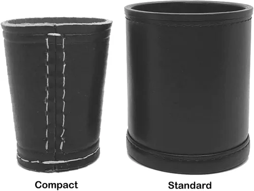 Vista 6 de Cyber-Deals - Taza compacta de cuero genuino para dados + dados con bolsa de almacenamiento de terciopelo negro