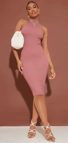 Vista 5 de GOBLES Vestido sexy para mujer, cuello alto, elegante, sin mangas, con cuello alto