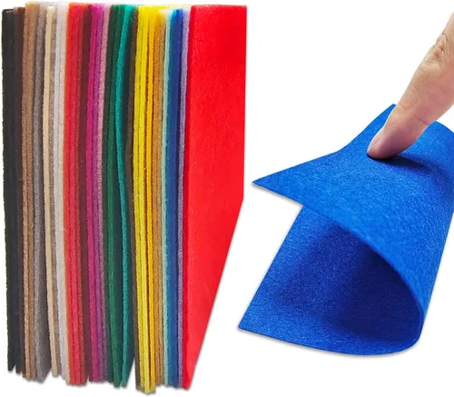 Vista 5 de Jtnohx Hojas de fieltro, 32 piezas de tela de fieltro, fieltro de color de 5 x 5 pulgadas para manualidades, cuadrado de fieltro rígido para costura