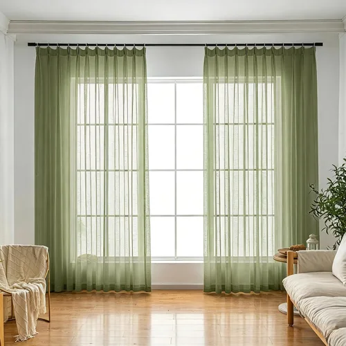 Vista 24 de Cortinas plisadas negras traslúcidas de 84 pulgadas de largo, 2 paneles para dormitorio, lino texturizado, ganchos transparentes para pista