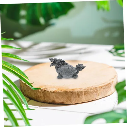 Vista 6 de Toddmomy Decoración para el hogar, figura de tortuga, estatua decorativa de tortuga para pecera, adorno de prosperidad asiática gris