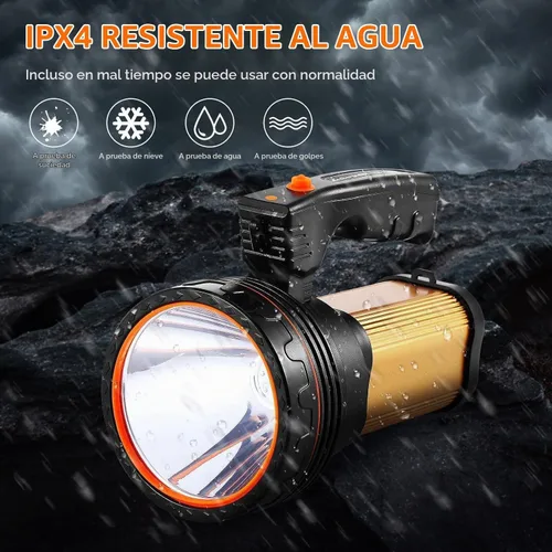 Vista 3 de Linterna led de mano recargable de alta potencia, súper brillante, 9000 MA 6000 lúmenes, CREE Tactical
