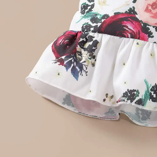 Vista 6 de Conjunto de 2 piezas de ropa casual con volantes y botones halter y pantalones cortos con lazo a rayas