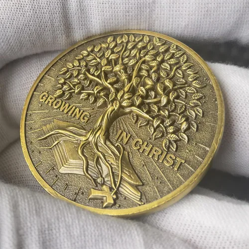 Vista 5 de Growing in Christ - Ficha de bolsillo con versículo bíblico de oro antiguo (4 unidades)