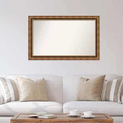 Vista 872 de Amanti Art Espejo de pared personalizado no biselado (25 x 25 pulgadas), marco de bronce acentuado, varios tamaños personalizados, espejo de baño