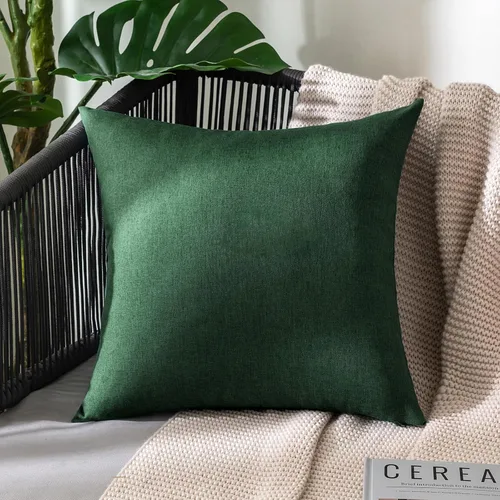 Vista 7 de MIULEE Paquete de 2 fundas de almohada decorativas para exteriores, impermeables, sólidas, de lino sintético, para jardín, granja, patio, tienda
