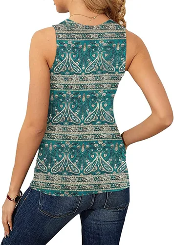 Vista 4 de Soesdemo Camiseta sin mangas para mujer, cuello en V, sin mangas, para verano, casual, holgada, para negocios, bonita, floral, básica