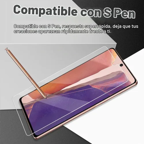 Vista 3 de Protector de pantalla de vidrio templado para Galaxy Note 20 + protector de lente de cámara [2 + 2 unidades] [huellas dactilares compatibles]