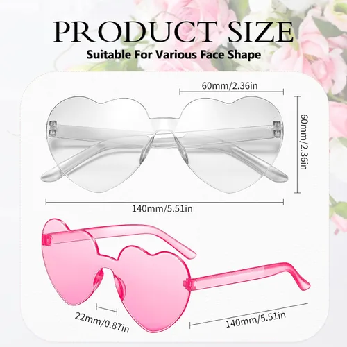 Vista 2 de Heart Shaped Sunglasses Candy Color Rimless Fun Heart Sunglasses for Women Men Party Favors