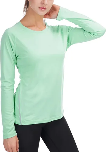 Vista 2 de Costdyne Camisetas de manga larga para mujer, con protección UV, ligeras, de secado rápido, Verde claro