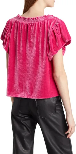Vista 3 de Free People Womens Puffed Sleeves Velvet Cropped