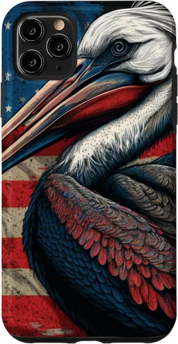 Vista 13 de Funda para iPhone 16 Pelican Bird Patriotic Vintage American Flag Pelícano