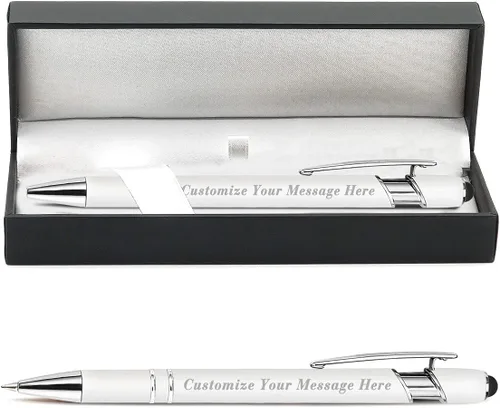 Vista 107 de 12 unidades de bolígrafos personalizados a granel con nombre grabado gratis, bolígrafos de bola personalizados con lápiz óptico, mensaje de texto