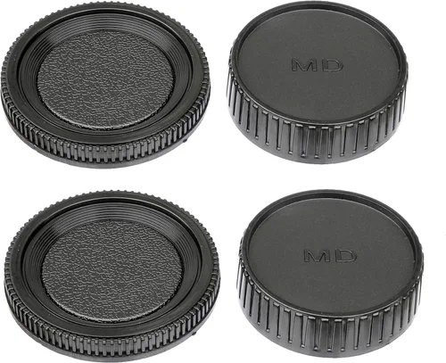 Vista 10 de Fotasy RBC2 2 x cubiertas de lente traseras y set de tapas con gamuza de limpieza para Canon EOS DSLR (negro)