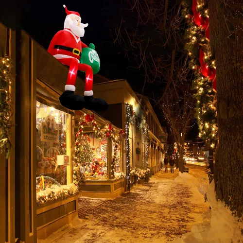 Vista 2 de Inflables de Navidad de 8 pies, decoración al aire libre, Papá Noel inflable para escalar, decoraciones de patio con LED, decoraciones inflables
