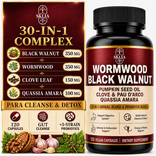 Vista 8 de 30-en-1 liposomal ajenjo negro nuez clavo limpiar cápsulas 120CT 2P