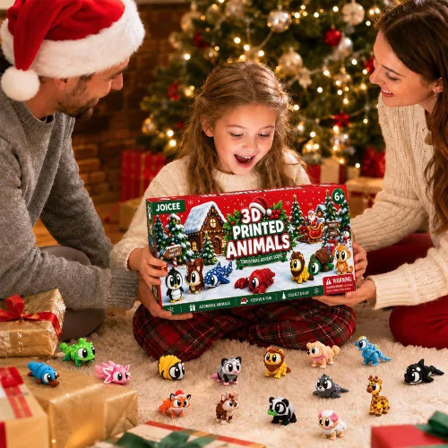Vista 6 de JOICEE Calendario de Adviento de Navidad 2026 con mini juguetes de animales Rojo