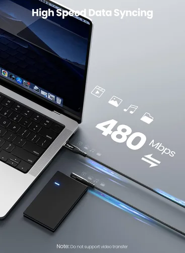 Vista 4 de Fasgear Cable USB C de 240 W - Cable PD 3.1 USB 2.0 tipo C de 6 pies, carga rápida de 5A, cargador trenzado de 90 grados, compatible con Mac-Book